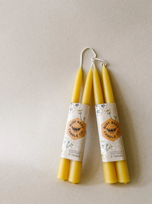 Busy Bees Candle Company Hand Dipped 9" Taper Candles