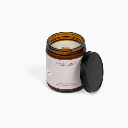 Fontana Fresh Linen Essential Oil Beeswax Jar Candle
