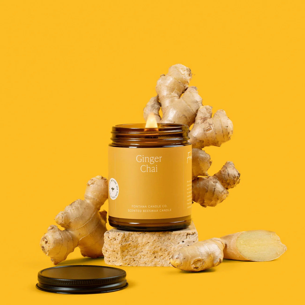 Fontana Ginger Chai Essential Oil Beeswax Jar Candle