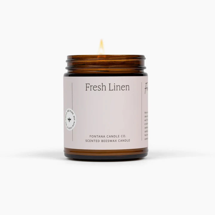 Fontana Fresh Linen Essential Oil Beeswax Jar Candle